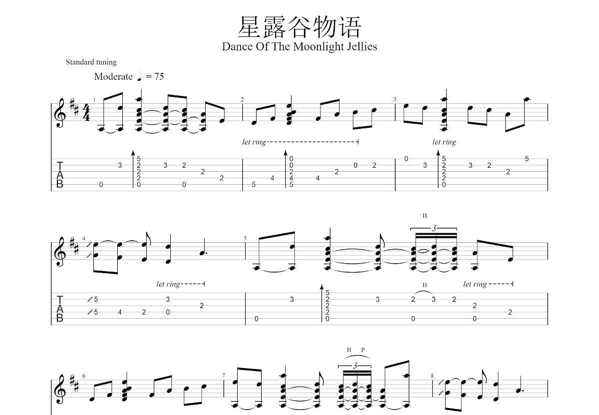 Dance Of The Moonlight Jellies吉他谱_ConcernedApe_D调指弹