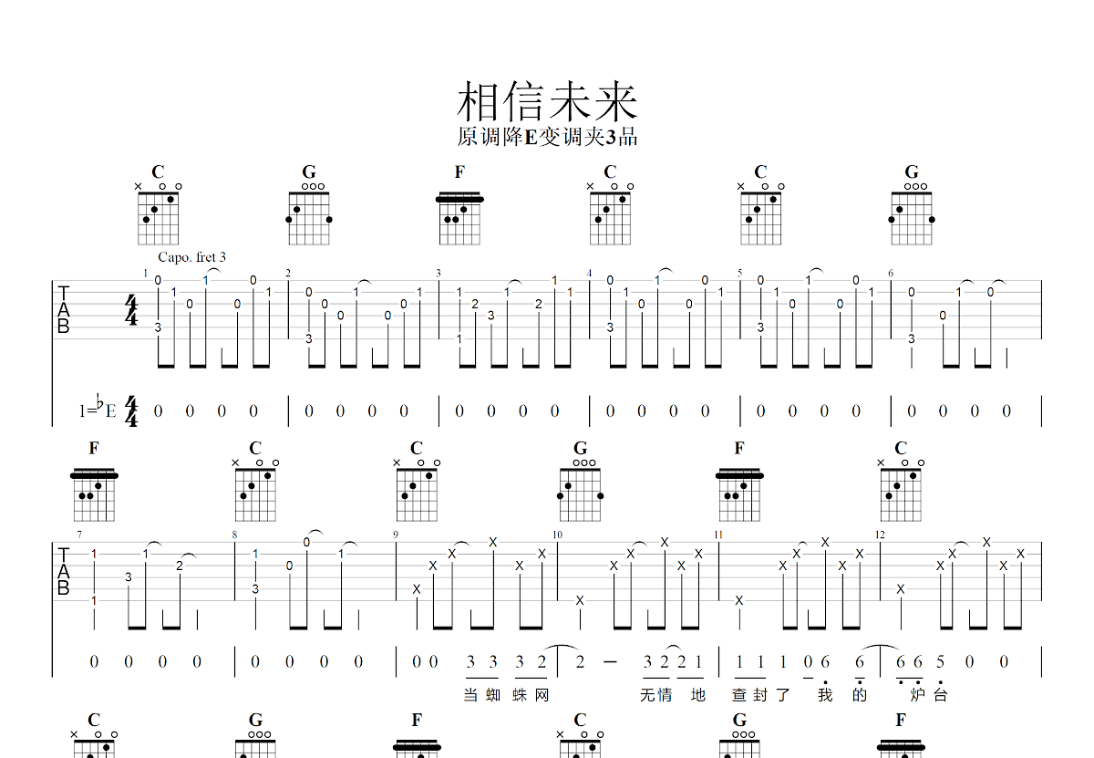 相信未来吉他谱预览图