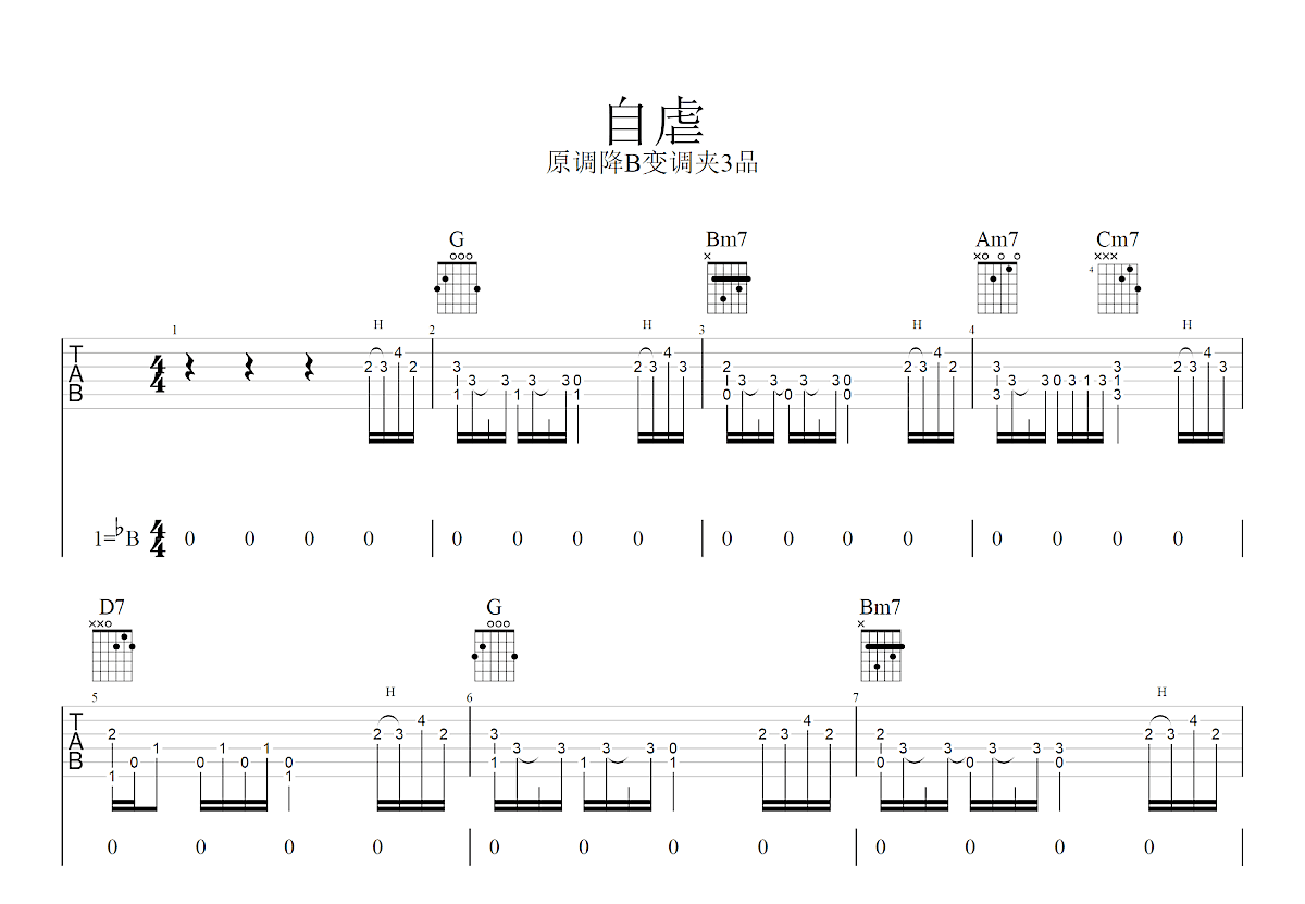 自虐吉他谱预览图