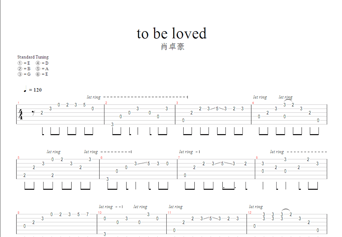 te be loved吉他谱预览图