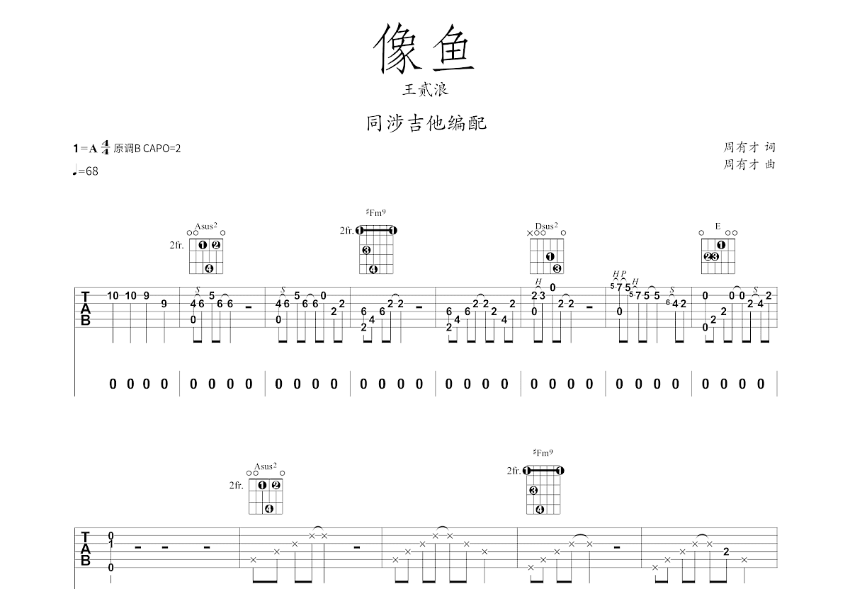 像鱼吉他谱预览图