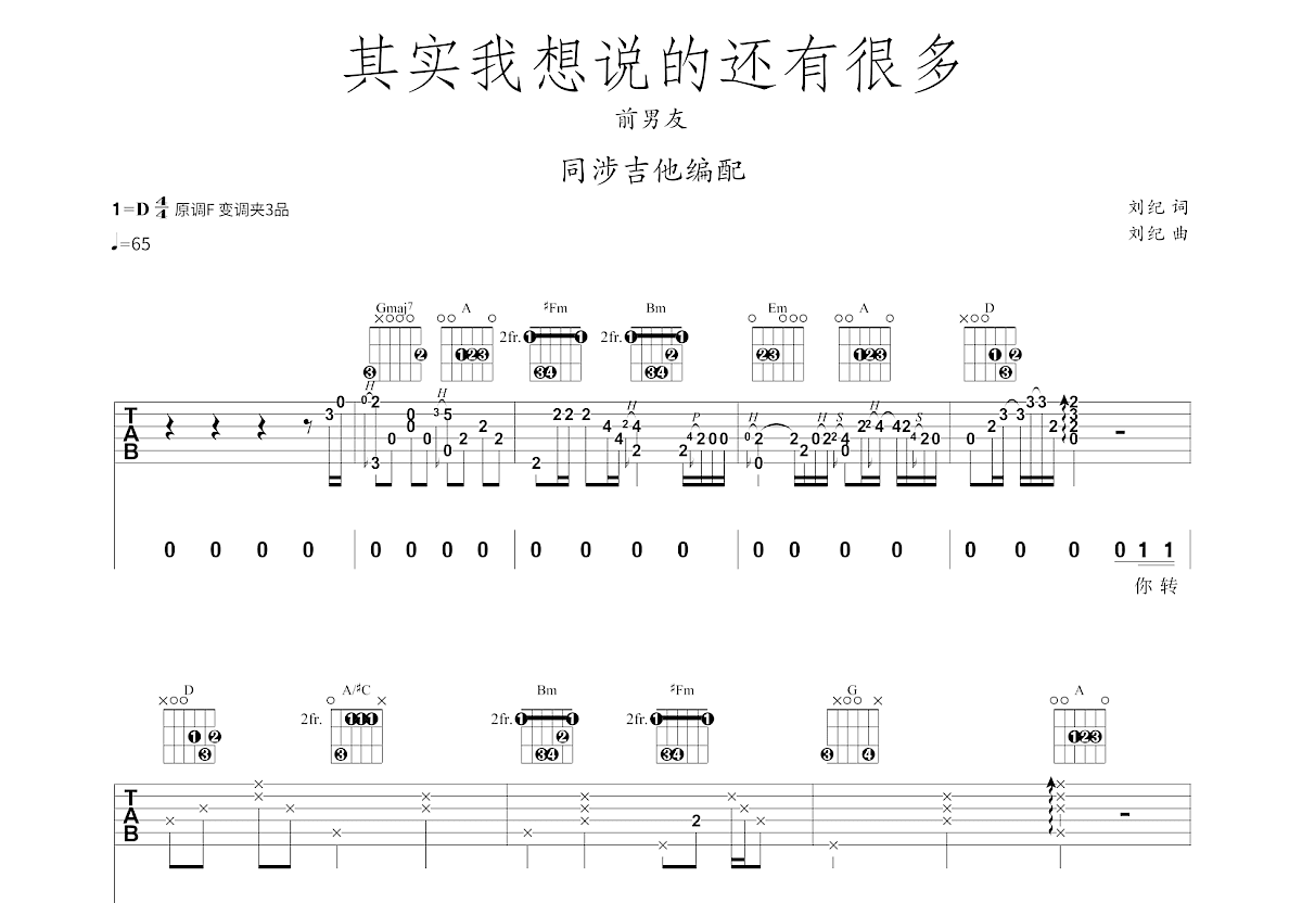 其实我想说的还有很多吉他谱预览图