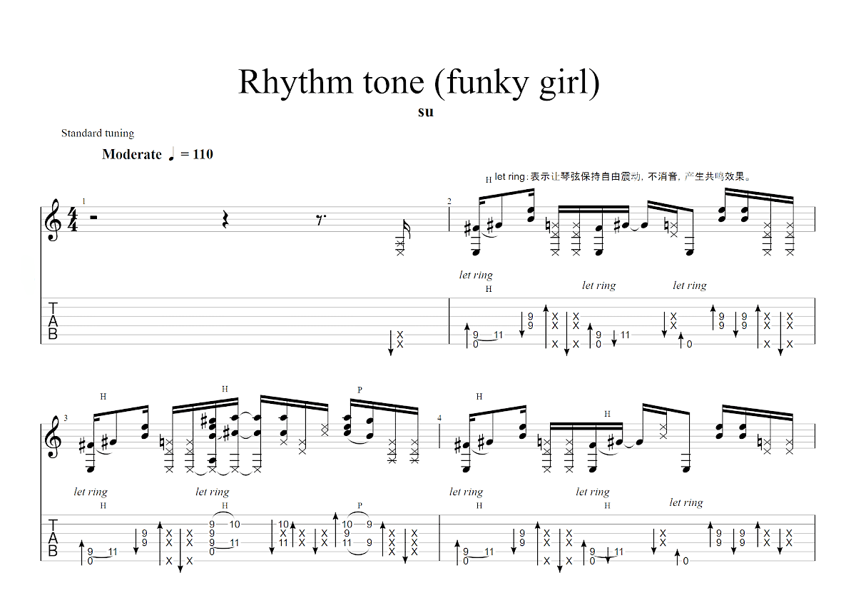 Funky girl吉他谱预览图