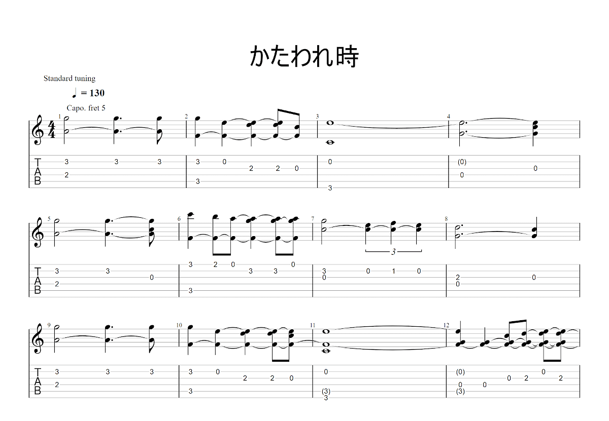 黄昏之时吉他谱预览图