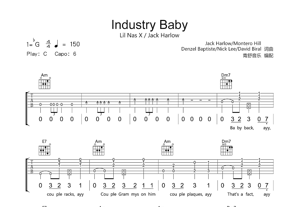 Industry Baby吉他谱预览图