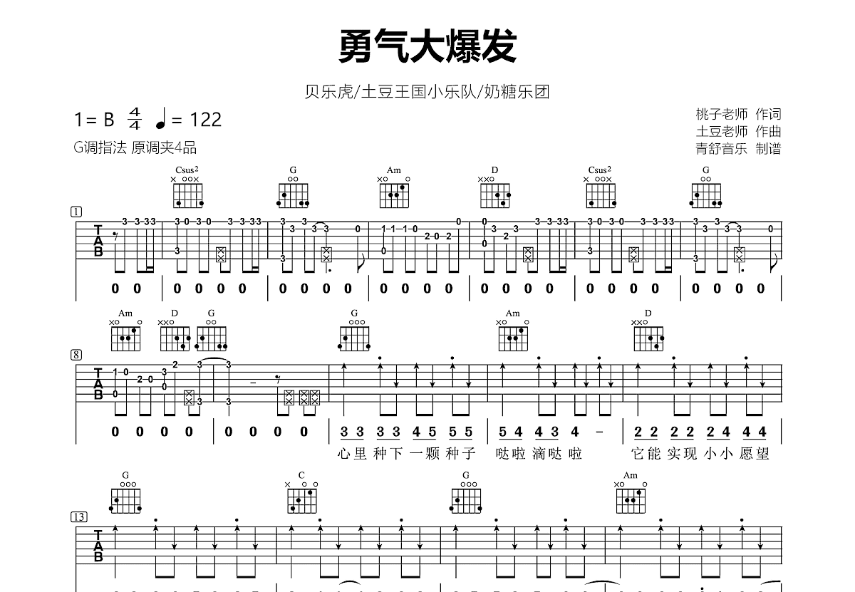 勇气大爆发吉他谱预览图