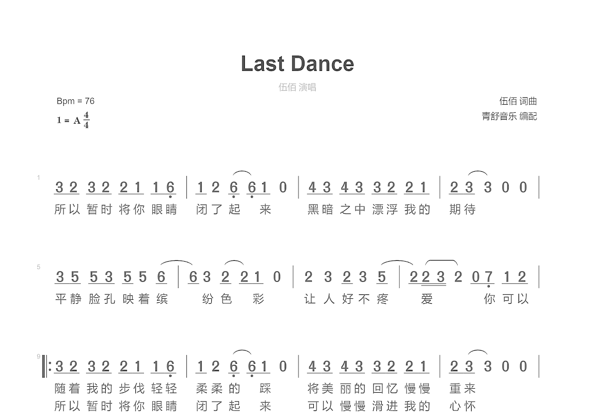 Last Dance简谱预览图