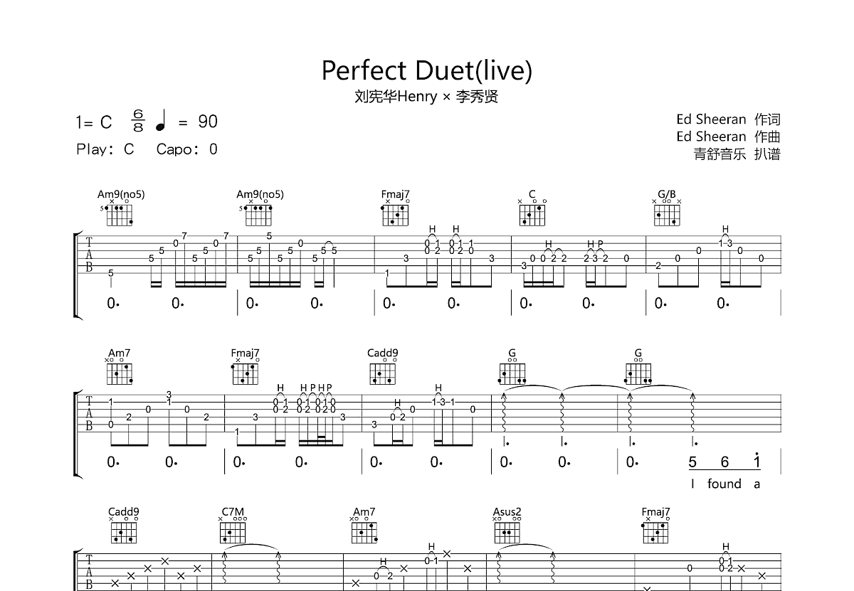 Perfect Duet吉他谱预览图