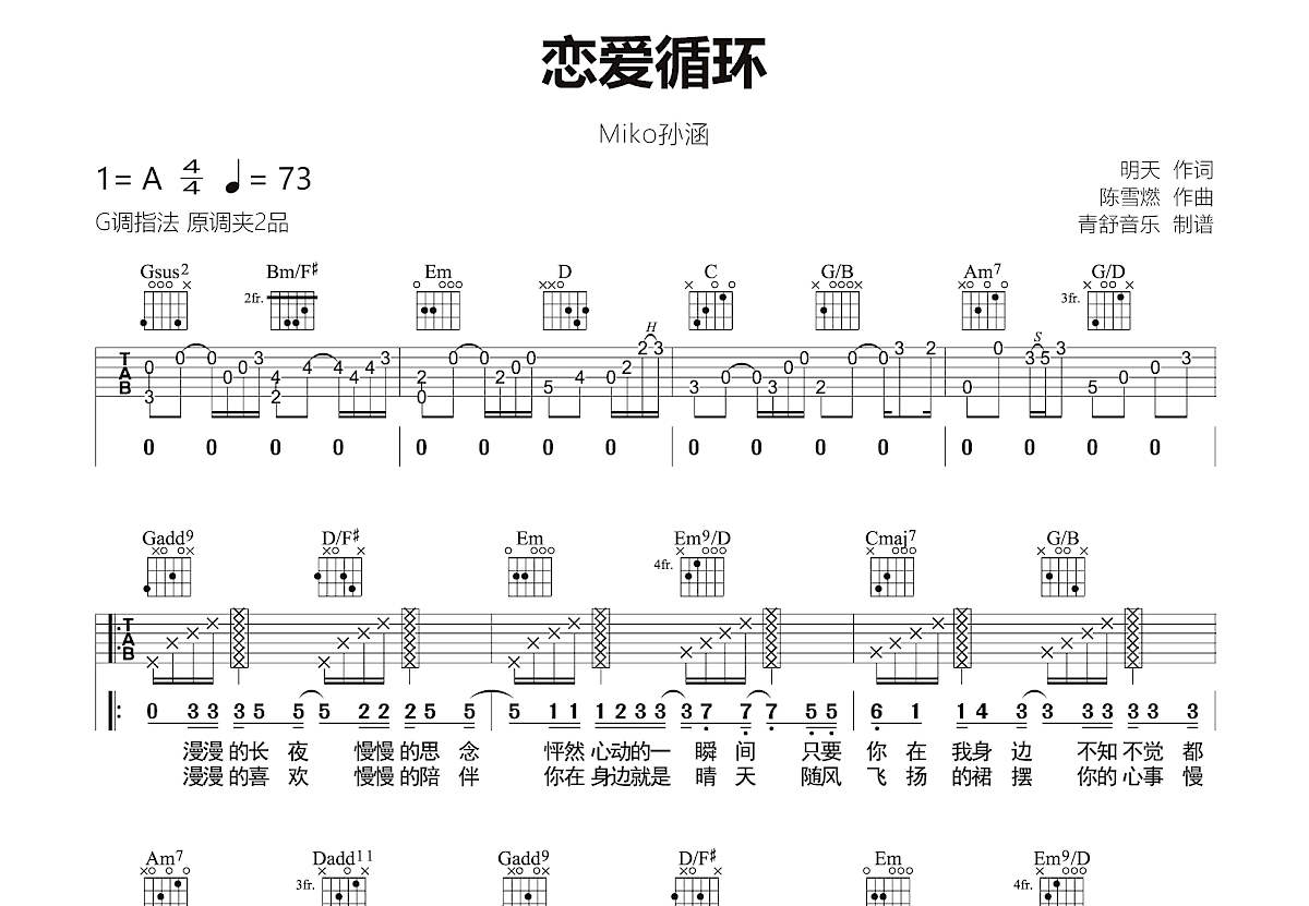 恋爱循环吉他谱预览图