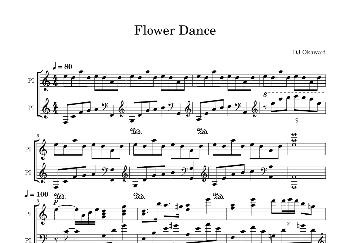 Flower Dance五线谱预览图