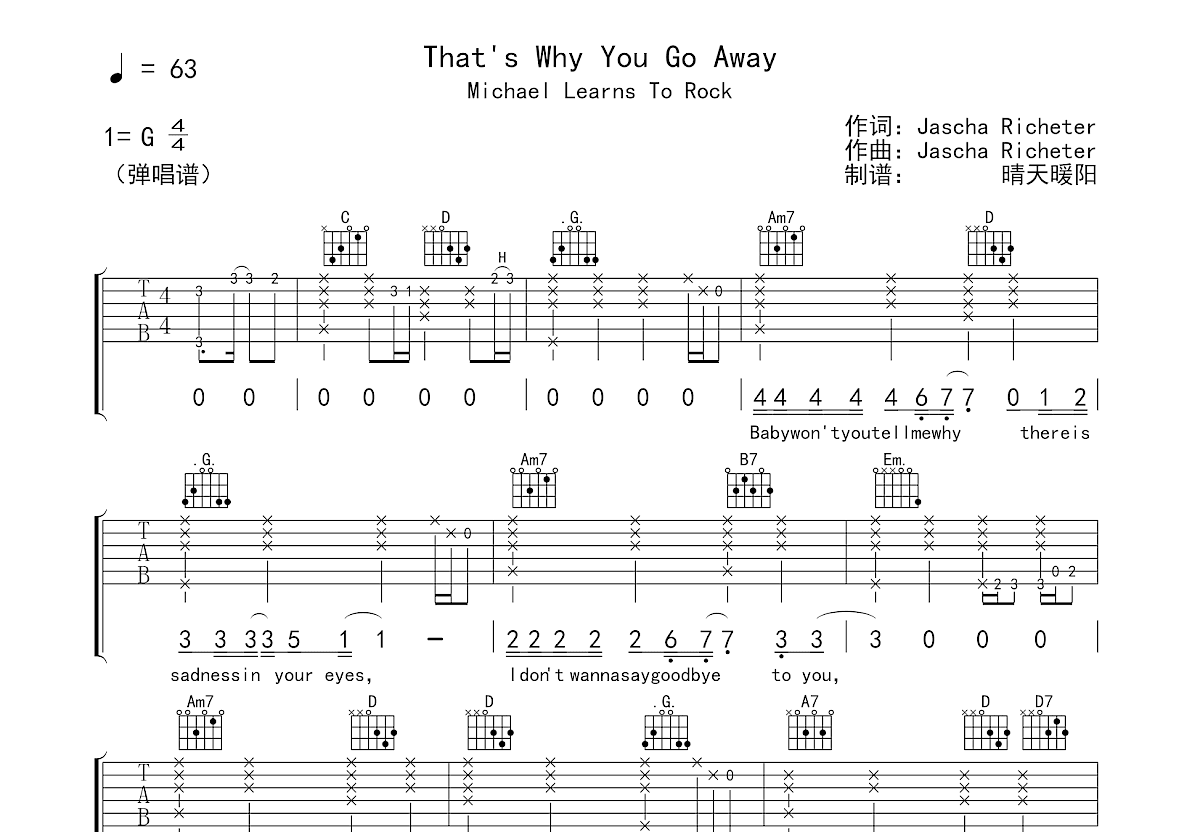 That's Why You Go Away吉他谱预览图