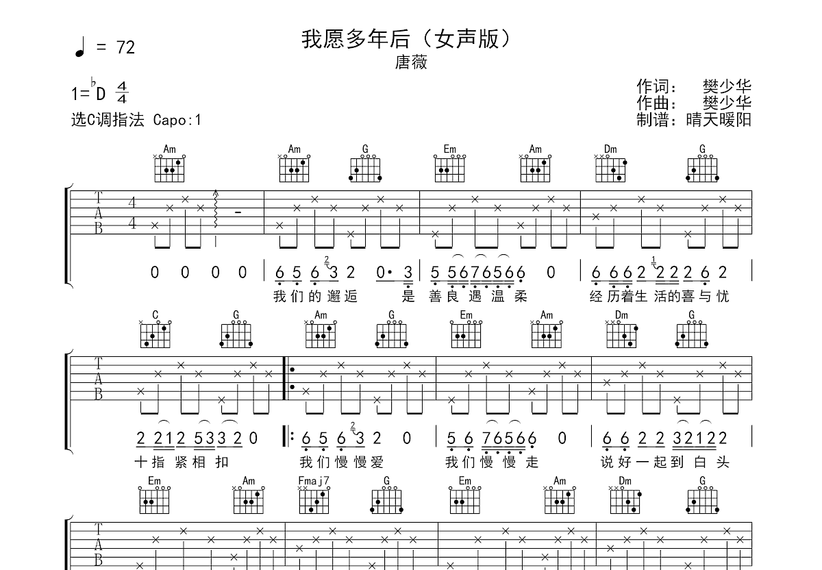 我愿多年后吉他谱预览图