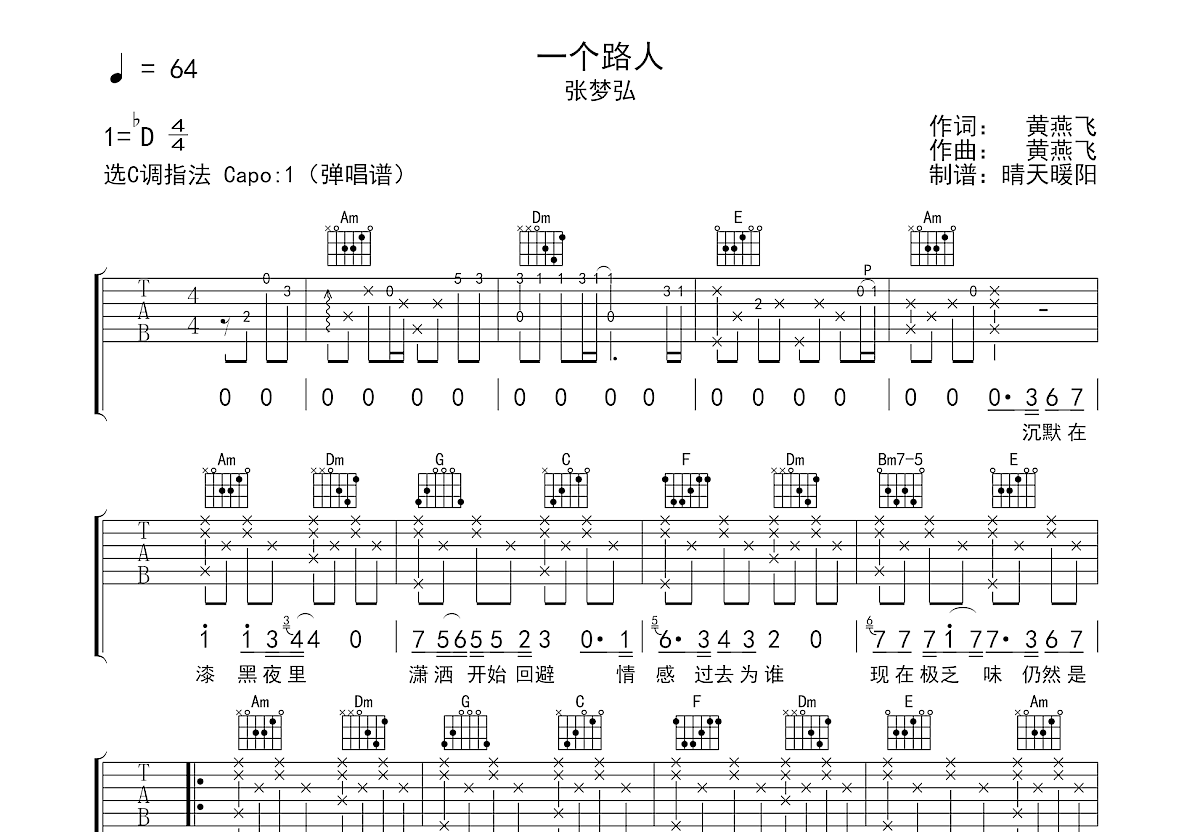 一个路人吉他谱预览图