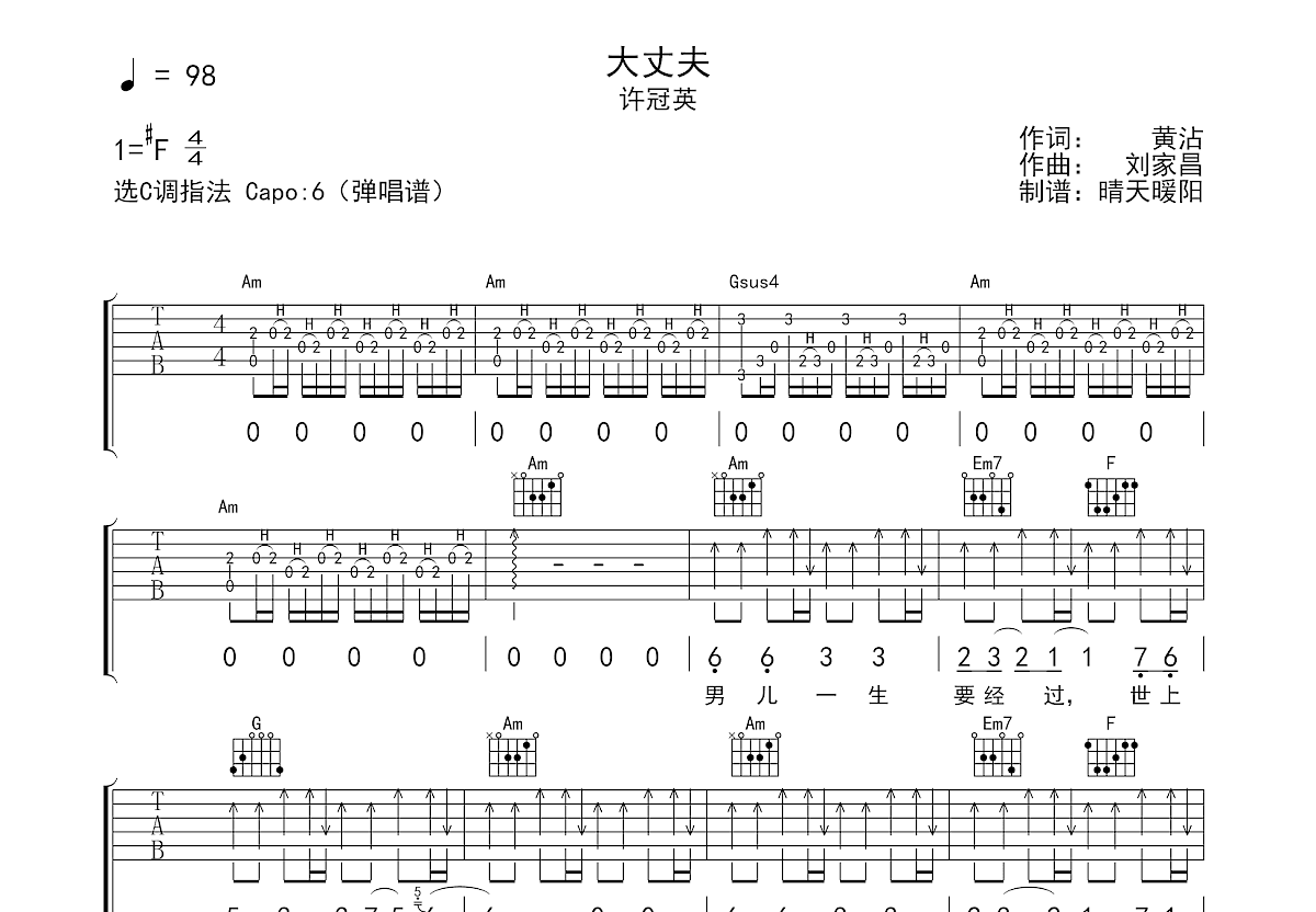 大丈夫吉他谱预览图