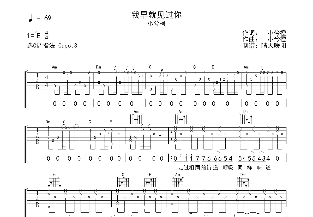 我早就见过你吉他谱预览图