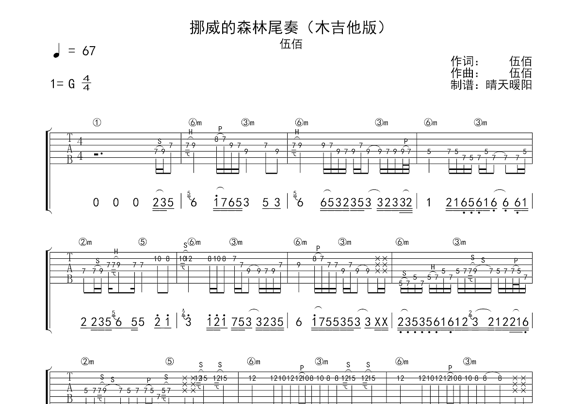 挪威的森林吉他谱预览图