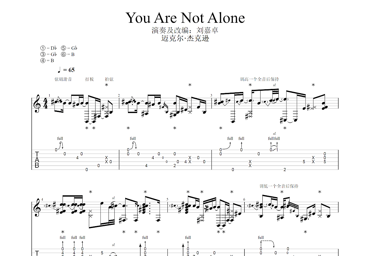 You Are Not Alone吉他谱预览图