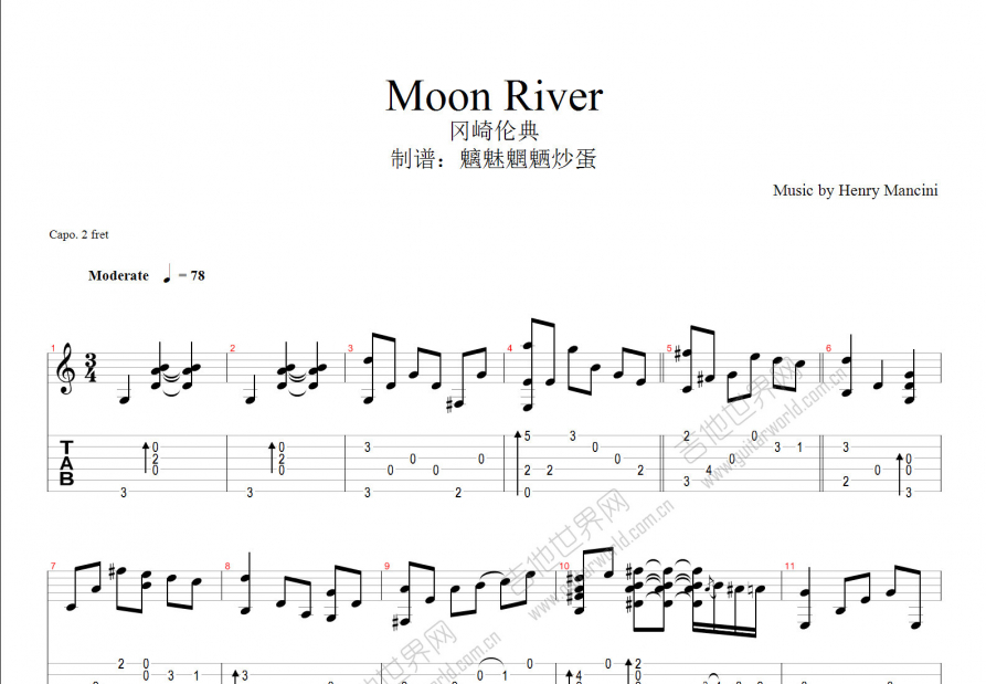 Moon River吉他谱预览图