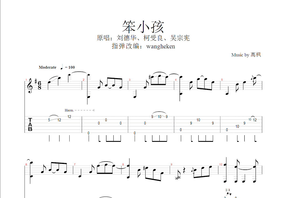 笨小孩吉他谱预览图