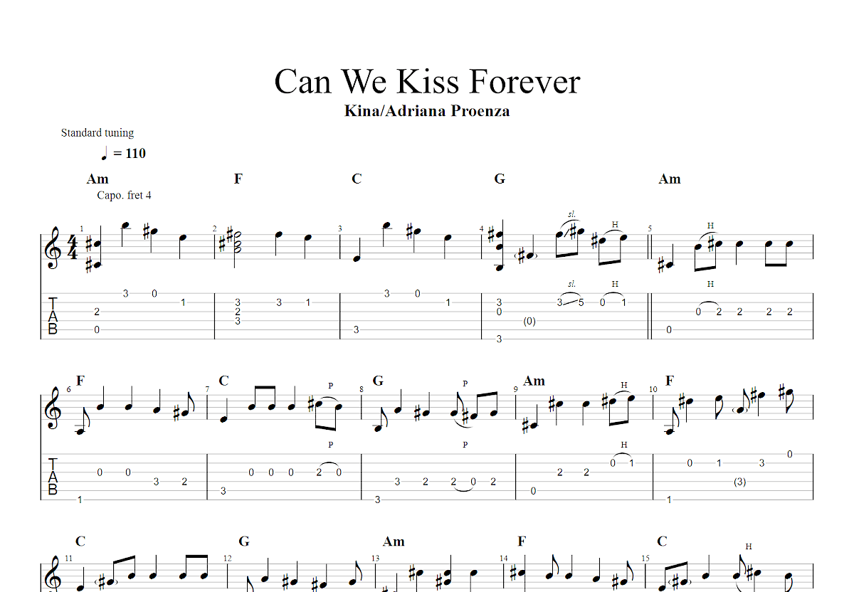 Can We Kiss Forever吉他谱预览图