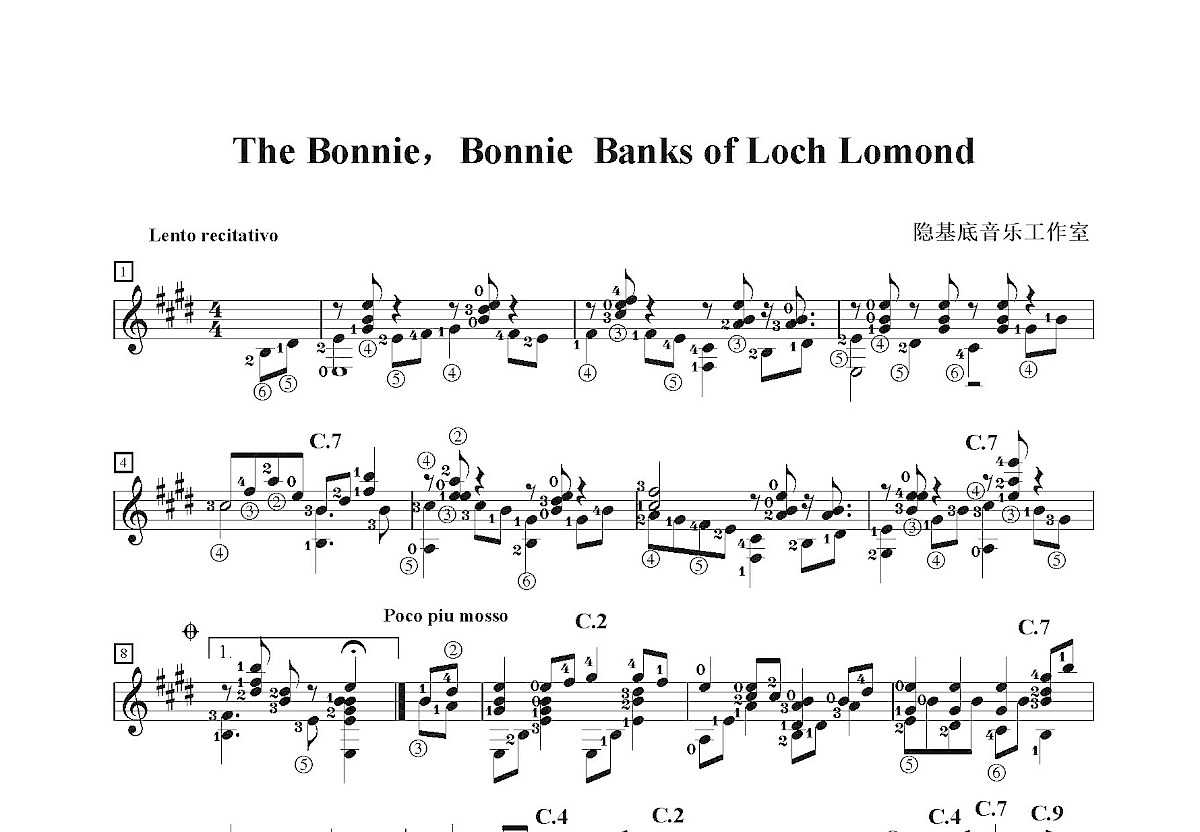 The Bonnie，Bonnie  Banks of Loch Lomond吉他谱预览图