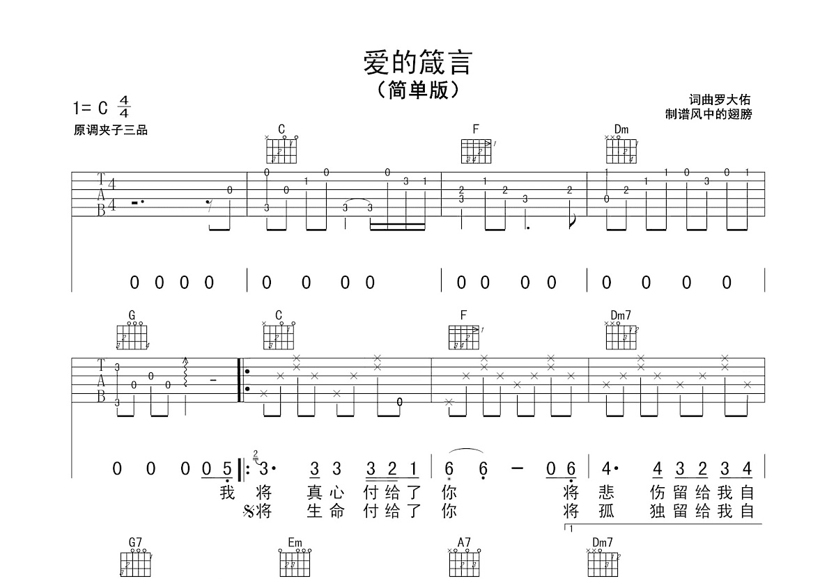 爱的箴言吉他谱预览图