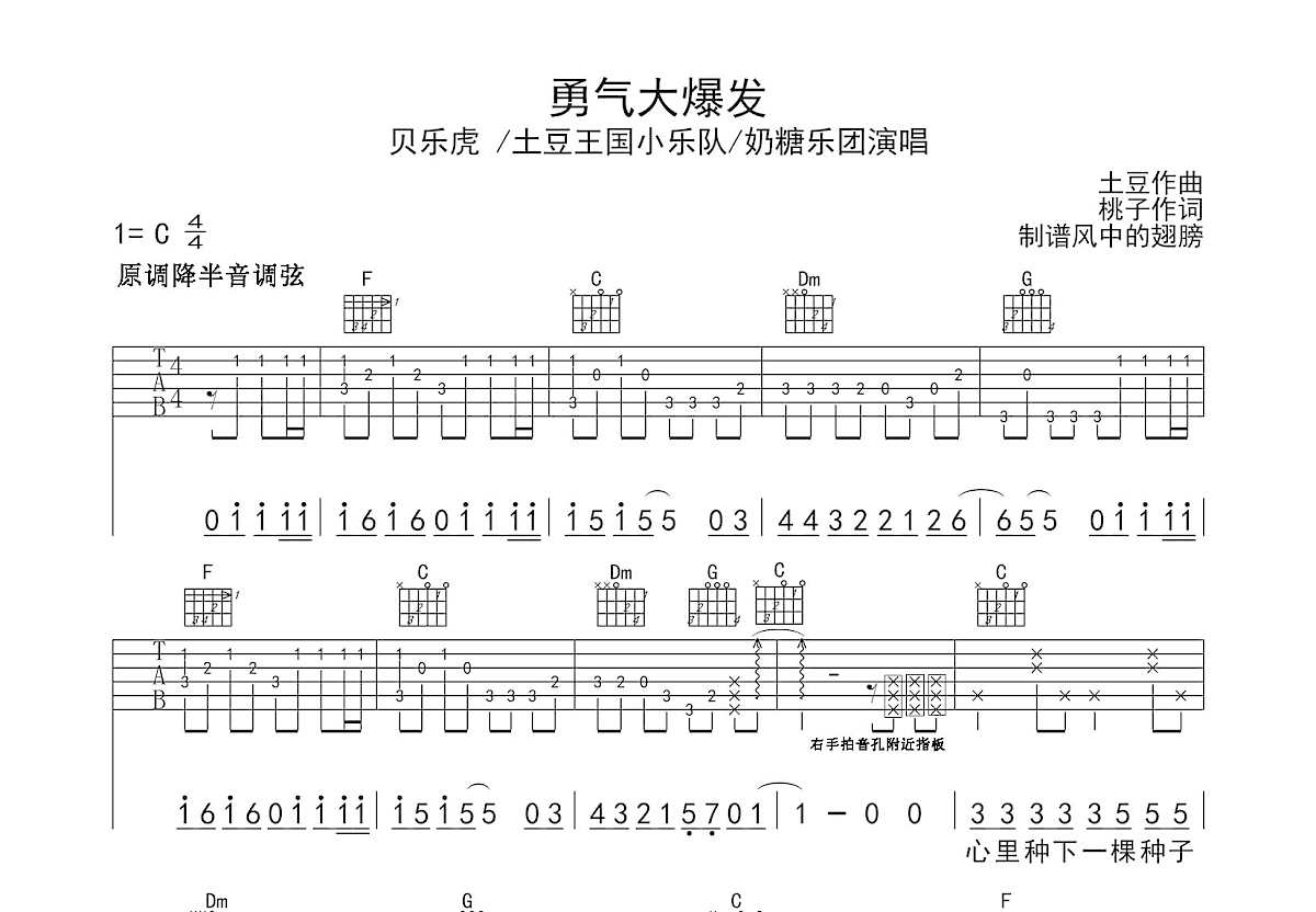 勇气大爆发吉他谱预览图