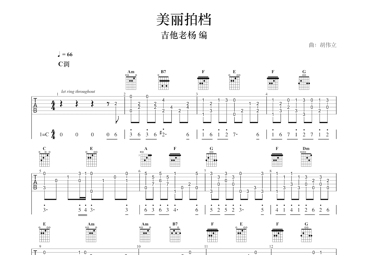 美丽拍档吉他谱预览图