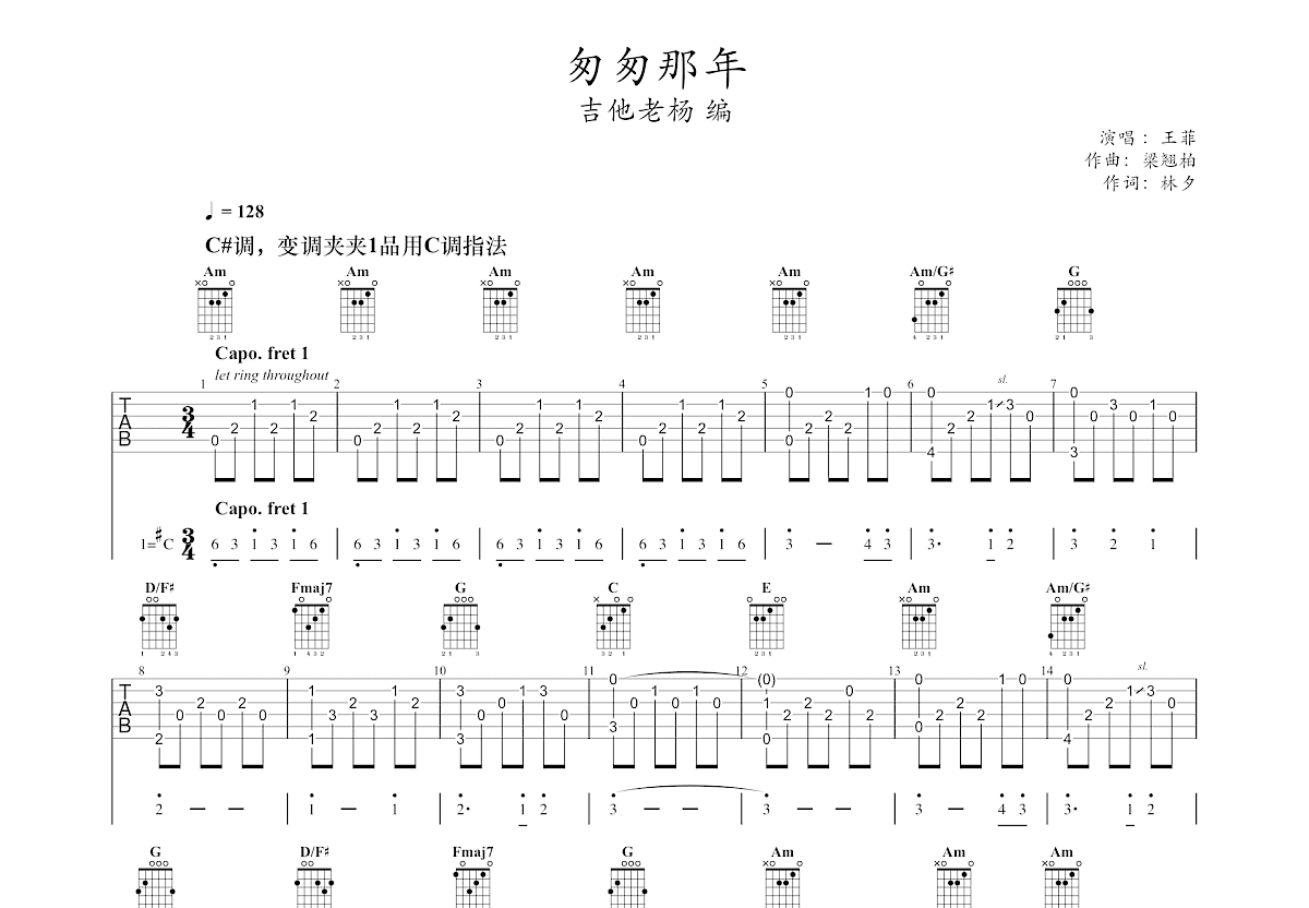 匆匆那年吉他谱预览图