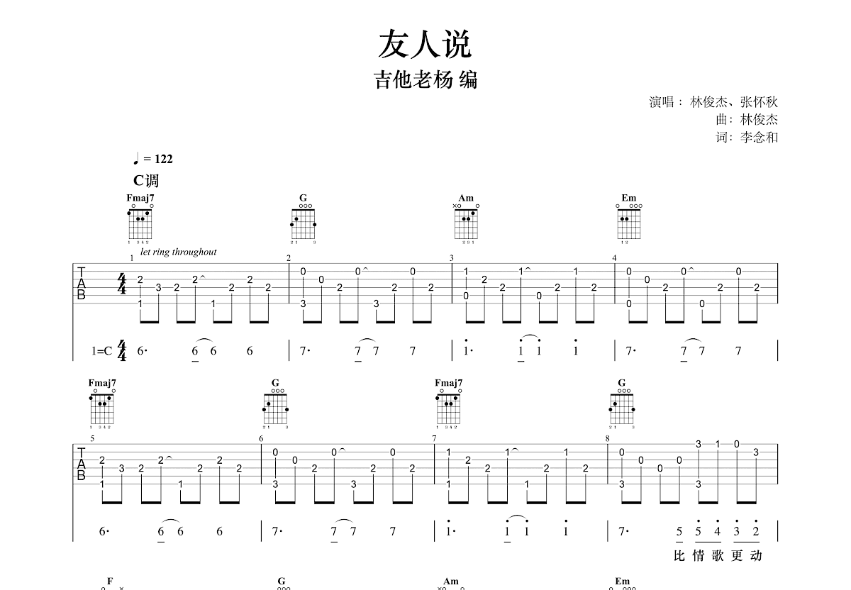 友人说吉他谱预览图