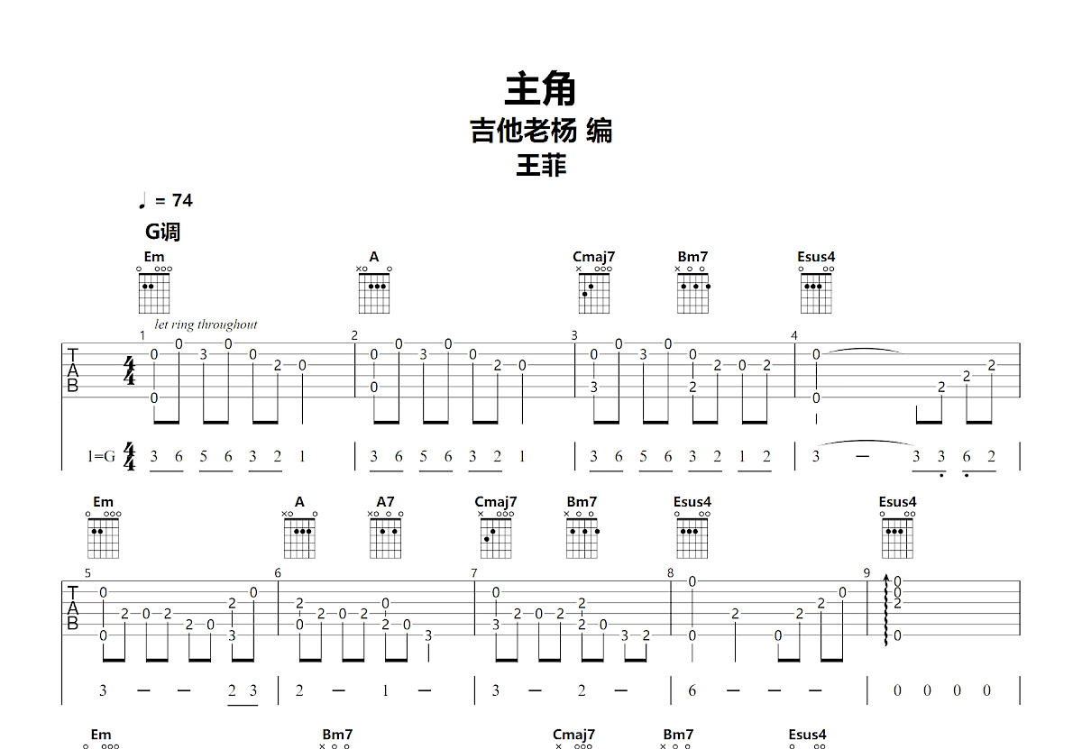 主角吉他谱预览图