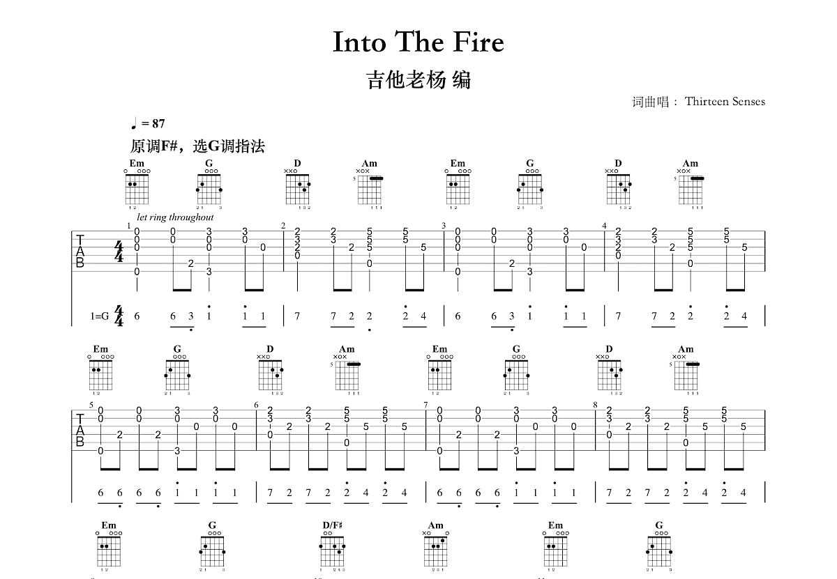 Into The Fire吉他谱预览图