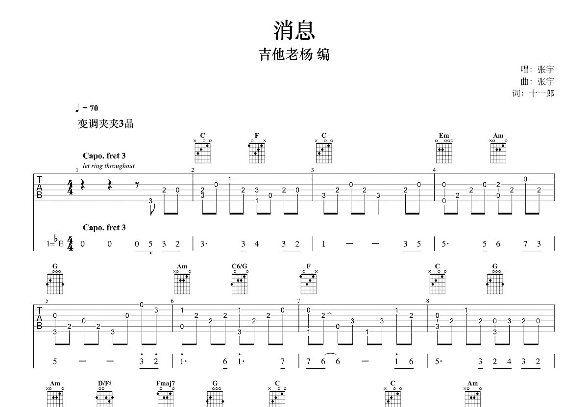 消息吉他谱预览图