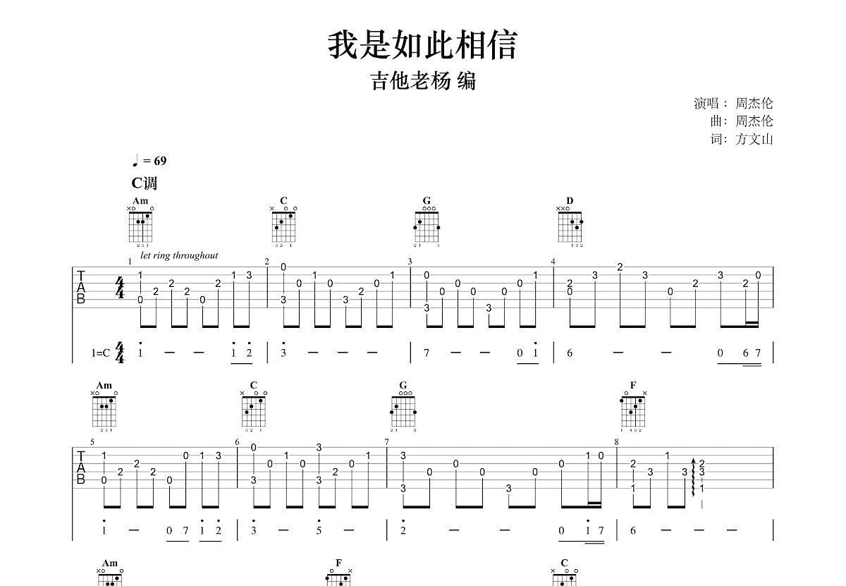 我是如此相信吉他谱预览图