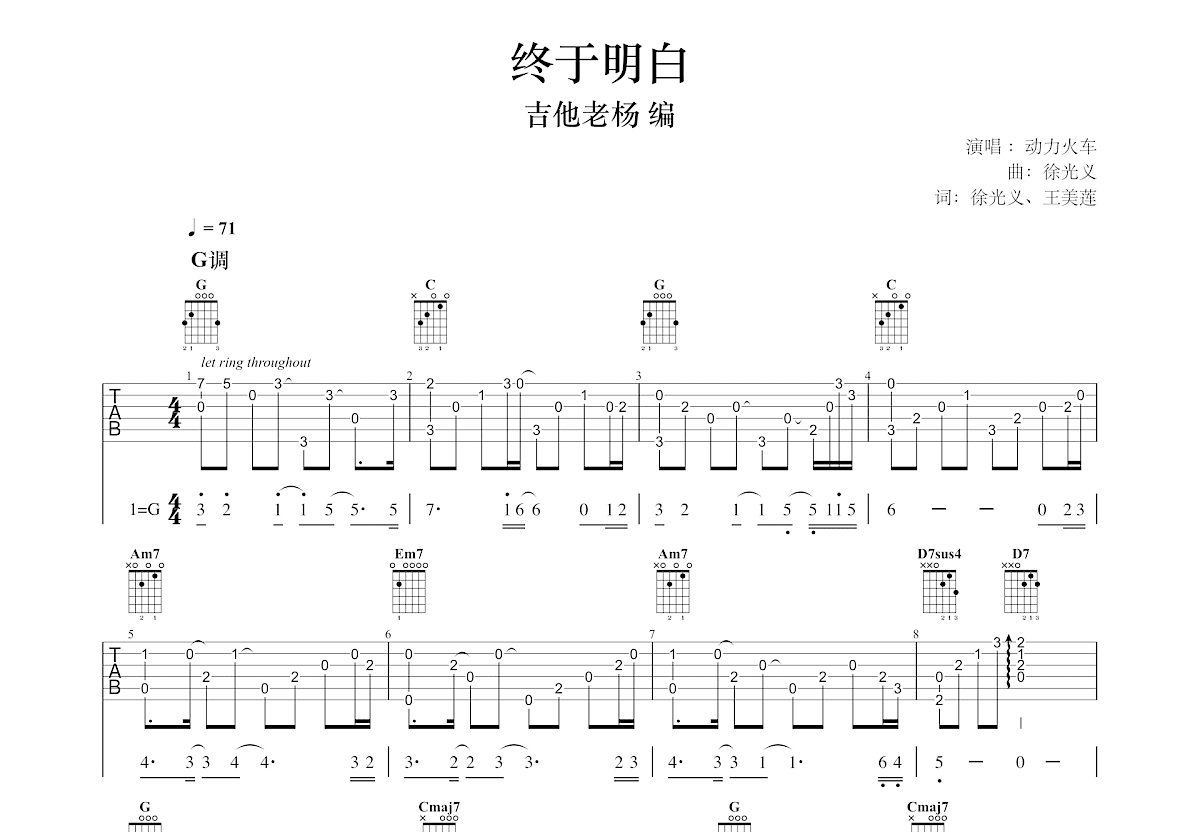 终于明白吉他谱预览图