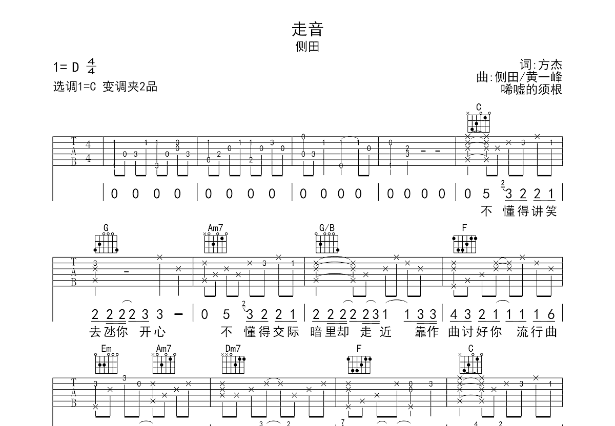 走音吉他谱预览图