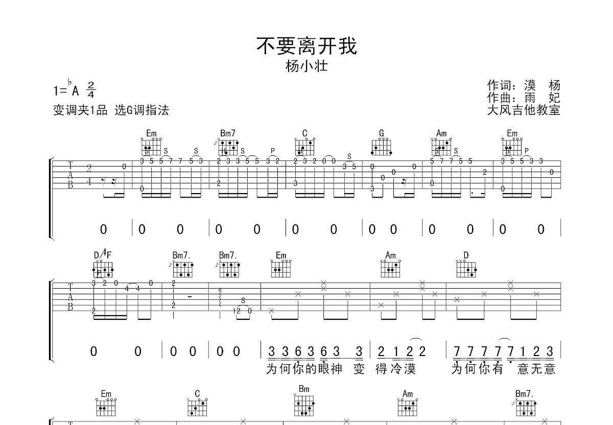 不要离开我吉他谱预览图