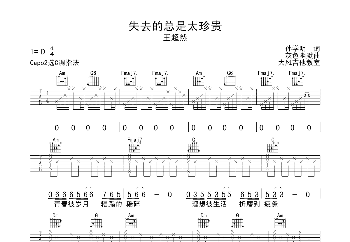 失去的总是太珍贵吉他谱预览图