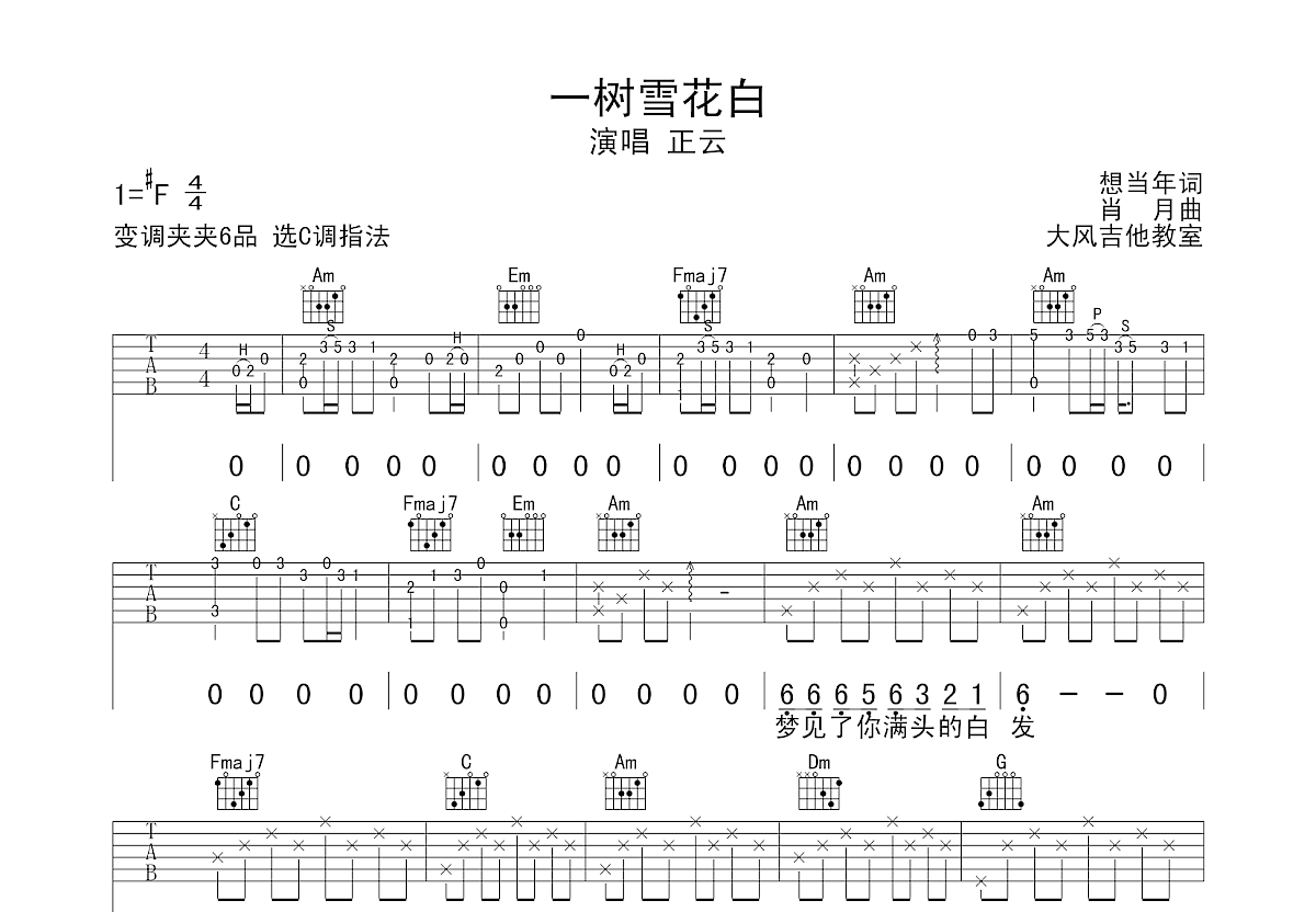 一树雪花白吉他谱预览图