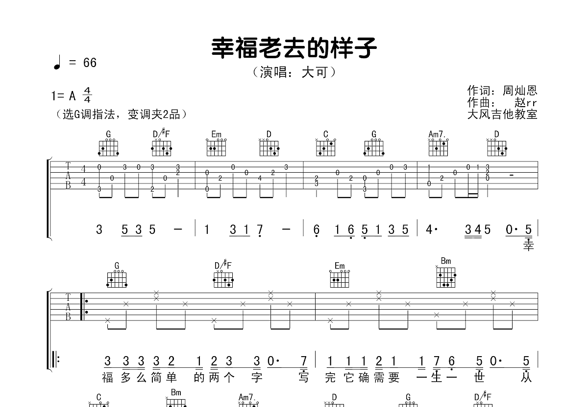 幸福老去的样子吉他谱预览图