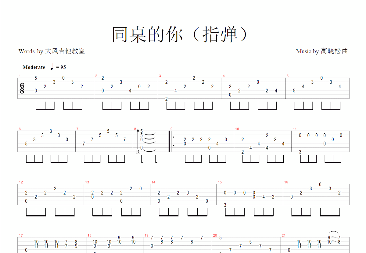 同桌的你吉他谱预览图