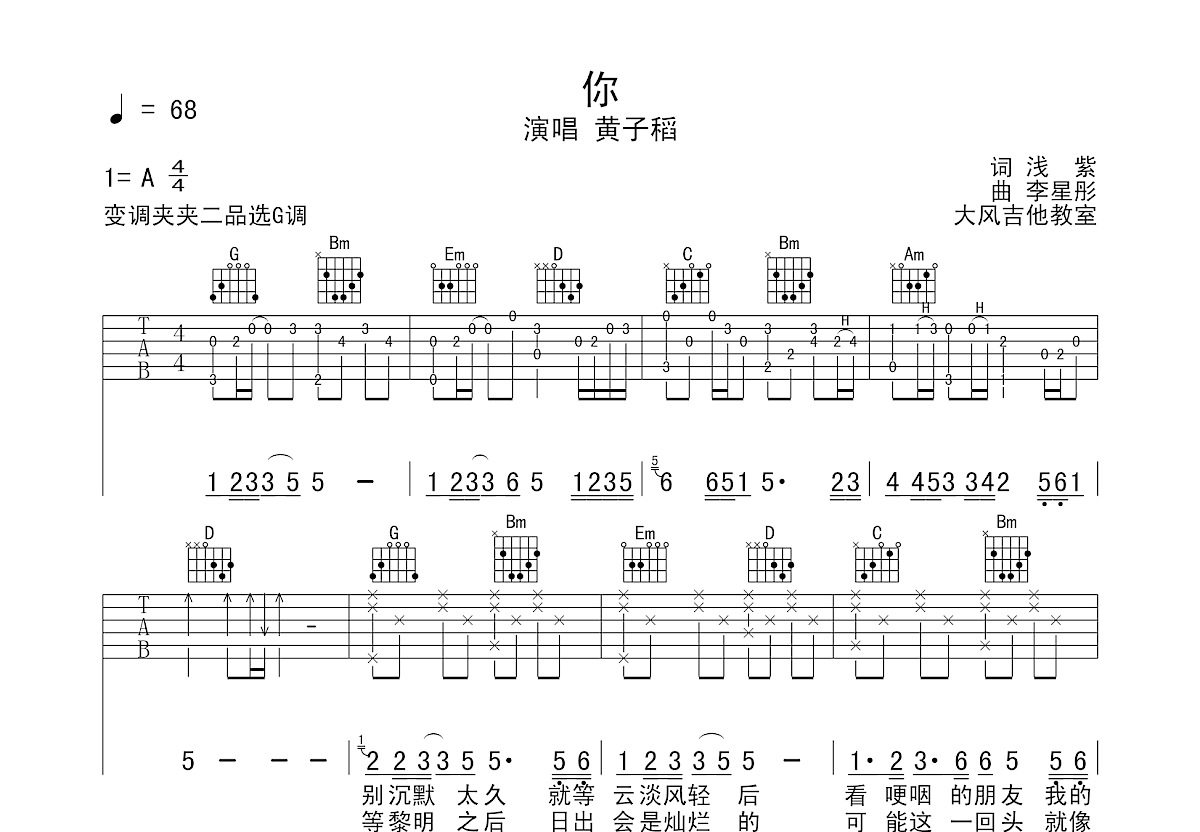 你吉他谱预览图