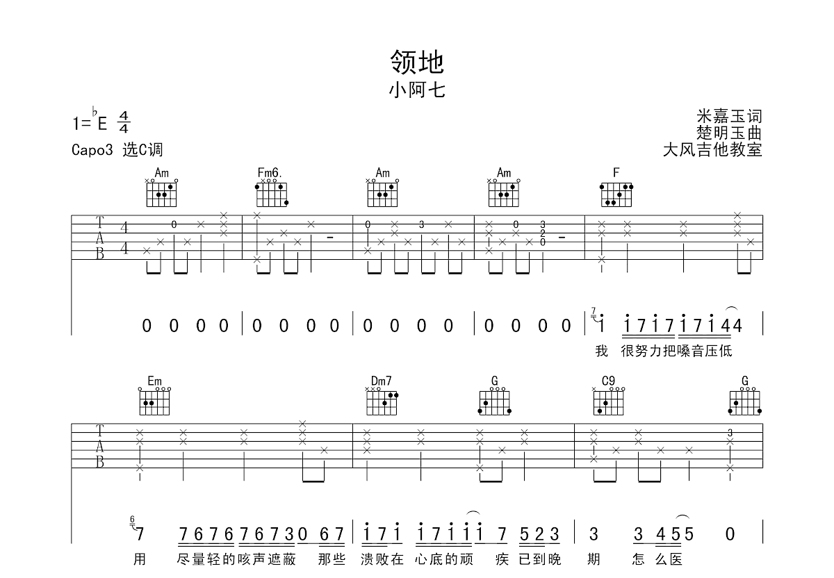 领地吉他谱预览图