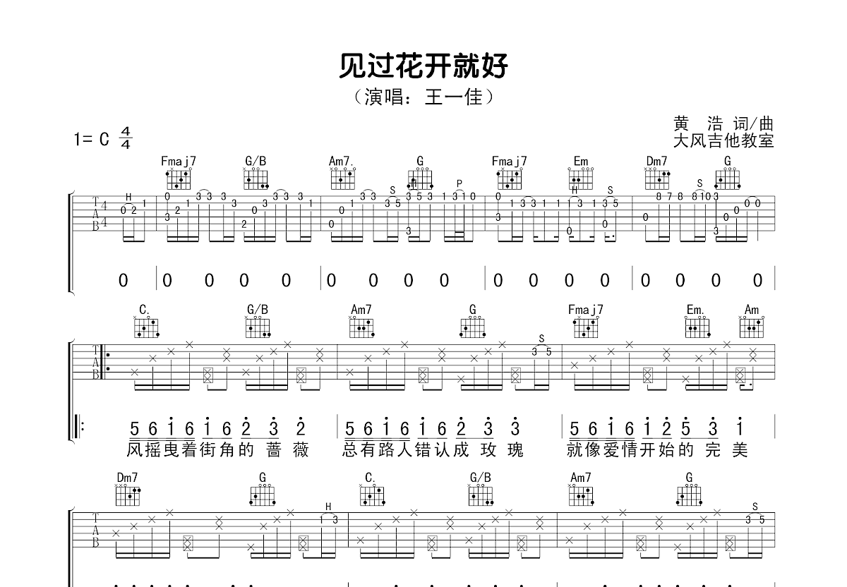 见过花开就好吉他谱预览图