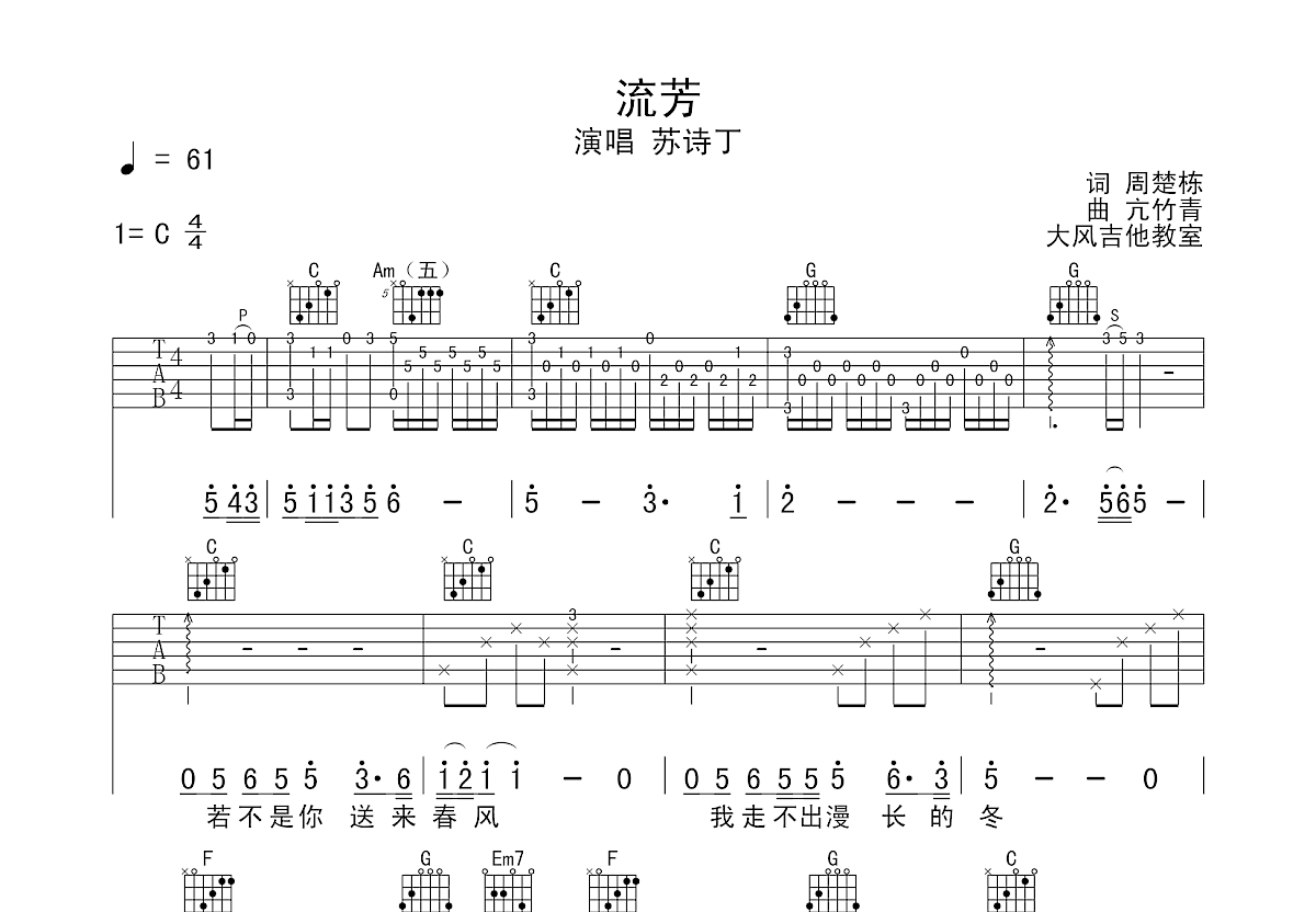 流芳吉他谱预览图