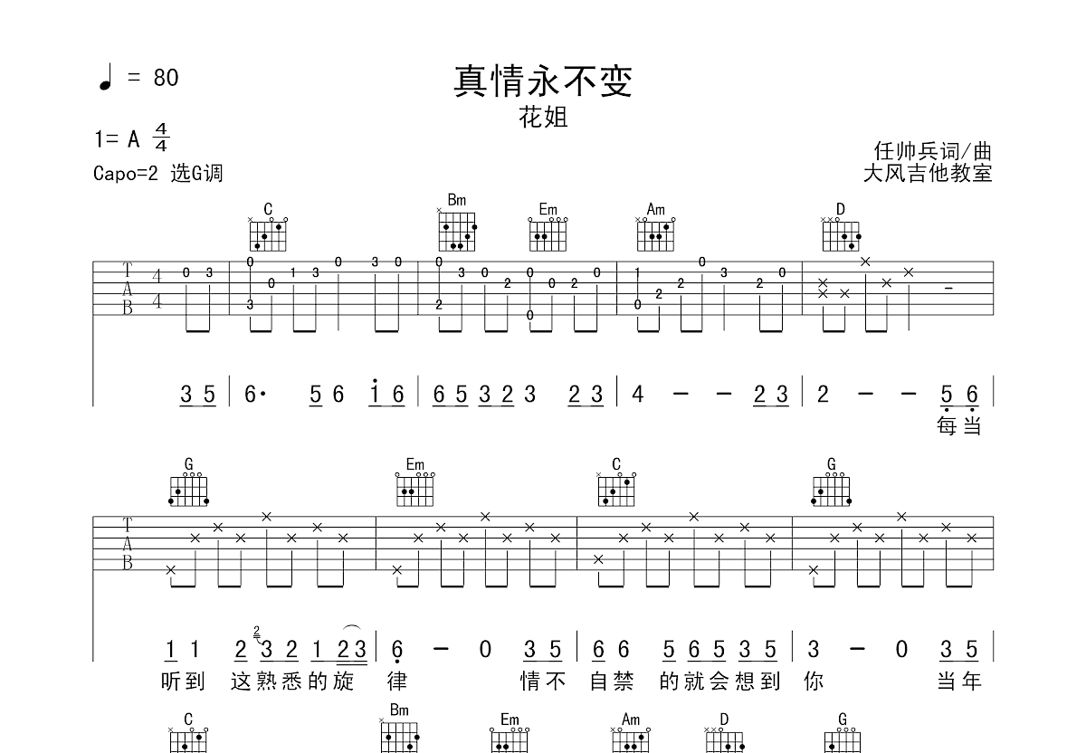 真情永不变吉他谱预览图