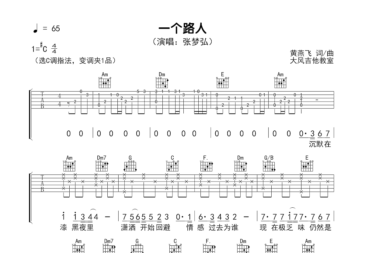 一个路人吉他谱预览图