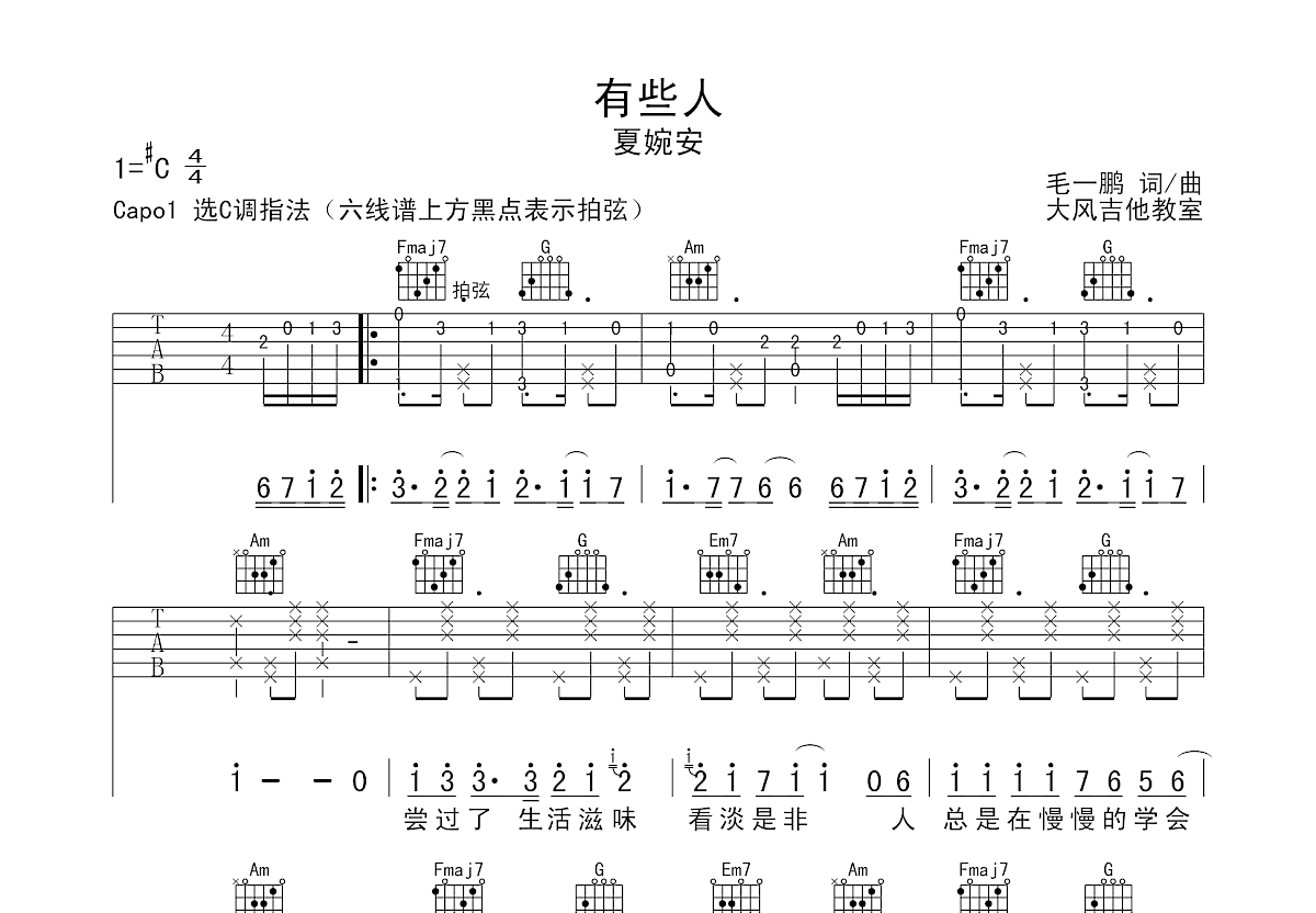 有些人吉他谱预览图