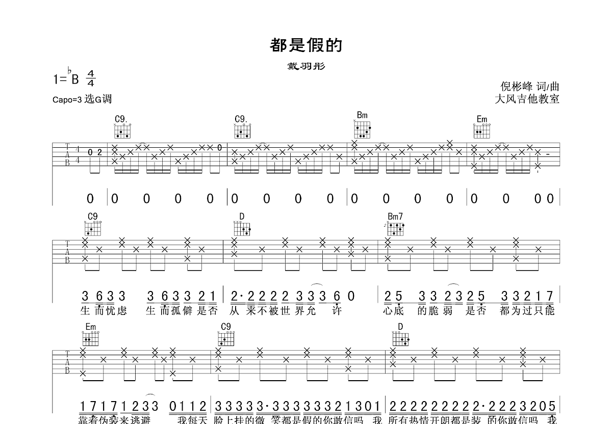 都是假的吉他谱预览图