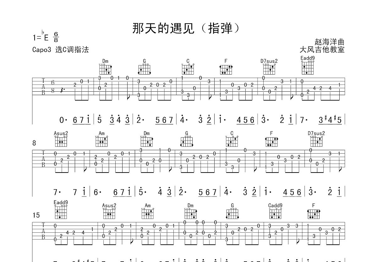 那天的遇见吉他谱预览图